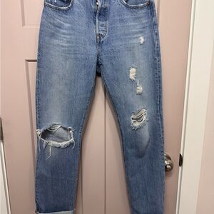 Levi's Light Blue Ripped Boyfriend Jeans